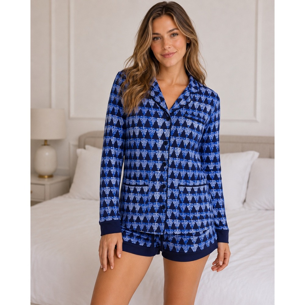 Cosabella Bella Printed 3-Pocket Pajama Top & Shorts Set Cotton, Modal M